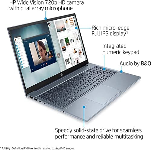 HP 2022 Pavilion 15.6" FHD 1080P IPS Laptop, 8-Core AMD Ryzen 7-5700U(Up to 4.3GHz, Beat i7-1180G7), 32GB RAM, 1TB NVMe SSD, Numpad, HDMI, WiFi, USB-A&C, Fast Charge, Audio by B&O, Win11