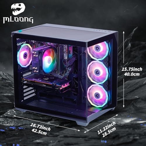 Darkness Dragon Gaming PC,AMD Ryzen 5 5500 4.2 GHz,AMD Radeon RX 6600 8GB Desktop Computer，1TB NVMe SSD,16GB DDR4 3200MHz, Air Cooled Prebuilt,600W PSU,Windows 11 Home & AI Powered Gamer PC