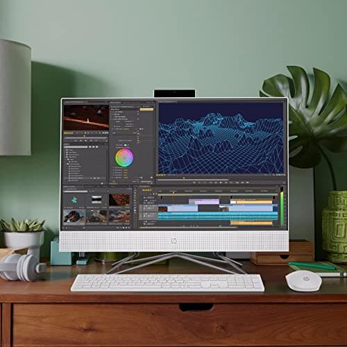 HP 2024 AIO-24-DF1000 Desktop 23.8" 1920 x 1080 IPS Intel Core i3-1115G4 2-Core Intel UHD Graphics 8GB DDR4 256GB SSD Windows 11 Pro Bluetooth 4.2 Wi-Fi White Wired Keyboard and Mouse