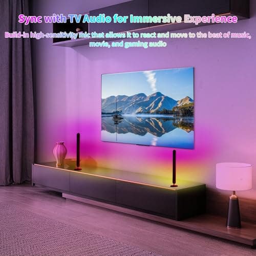 RGB LED Light Bar for Gaming Setup: Smart Music Sync TV Backlight with 16 Million Colors & 200+ Modes - USB Powered Ambient Lighting