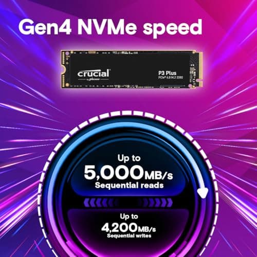 Crucial P3 Plus 4TB PCIe Gen4 3D NAND NVMe M.2 SSD, up to 5000MB/s - CT4000P3PSSD8