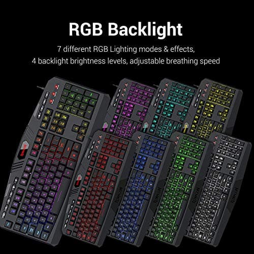 Redragon S101 Gaming Keyboard, M601 Mouse, RGB Backlit Gaming Keyboard, Programmable Backlit Mouse, Value Combo Set [New Version]