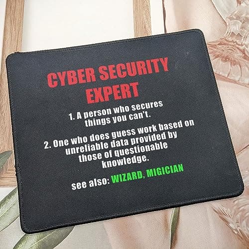 Cybersecurity Expert Definition Mouse Pad - System Administrator - Funny Gifts for Computer Programmer - IT Security - Mouse Mat 9.5 Inch