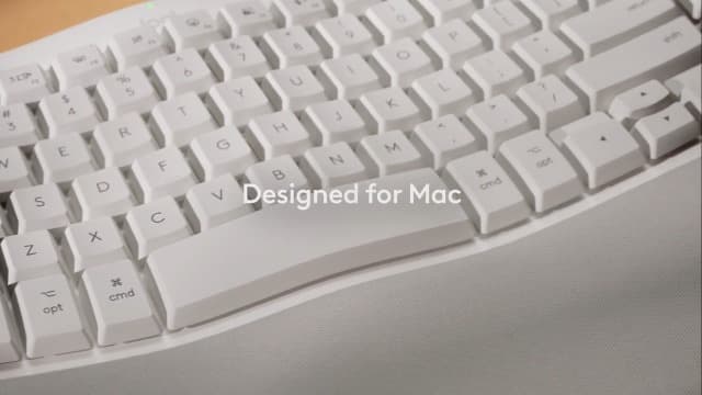 Logitech Wave Keys for Mac, Wireless Ergonomic Keyboard with Cushioned Palm Rest, Comfortable Natural Typing, Bluetooth Keyboard, Easy-Switch, Optimized for Mac, Apple, iPad - Off White
