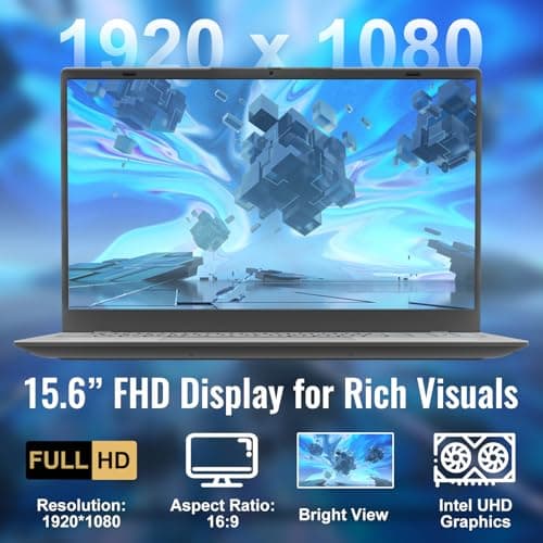2025 Laptop Computer 15 15.6 Inch FHD, Windows 11 Pro with MS Office for School College Students Business, 8GB RAM, 256GB SSD, Dual-Core Intel Celeron(Up to 2.6GHz), Wi-Fi, Bluetooth, USB 3.2, Gray