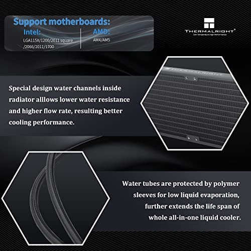 Thermalright Frozen Prism360 Black ARGB CPU Liquid Cooler,Efficient PWM Controlled Pump 3300RPM,3×TL-E12 Series PWM Fan,Water Cooling Computer Parts,for AMD AM4/AM5,Intel 1150/1151/1200/1700/2011