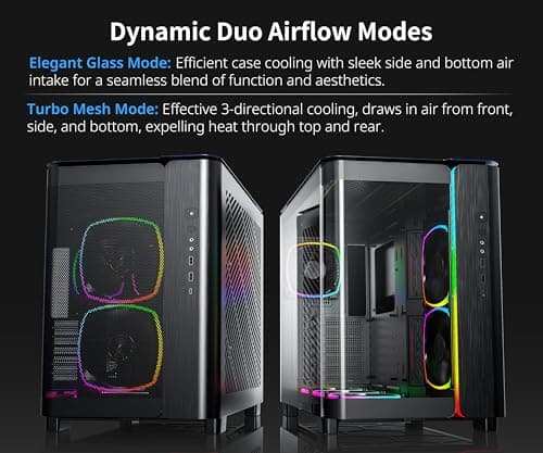 MONTECH King 95 PRO Dual-Chamber ATX Mid-Tower PC Gaming Case, High-Airflow, Toolless Panels, Sturdy Curved Tempered Glass Front, Six ARGB PWM Fan Pre-Installed with Fan Hub, King 95 PRO Black US