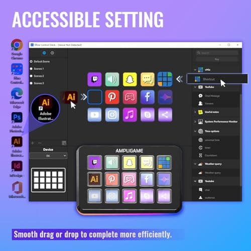 Fifine AmpliGame Stream Controller with 15 Macro Keys, Streaming Keyboard with Trigger Actions in OBS/Twitch/YouTube/Streamlabs, Shortcut Buttons Keypad Works with Mac and PC-D6