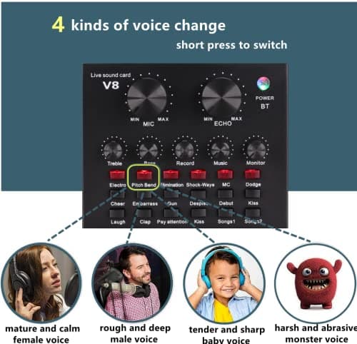 Podcast Equipment Bundle, BM-800 Condenser with Voice Changer, Recording Studio Package - Podcast Microphone Bundle for Laptop, Streaming/Live Broadcast/YouTube Recording (AM200-V8)