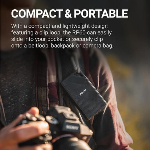 PNY RP60 2TB Portable SSD - Up to 2000MB/s, USB-C, USB 3.2 Gen2x2 - Rugged, IP65 Rated, Water/Dust/Drop Resistant - For Photos, Videos, Gaming and more - External Solid-State Drive - PSD0CS3060-2TB-RB