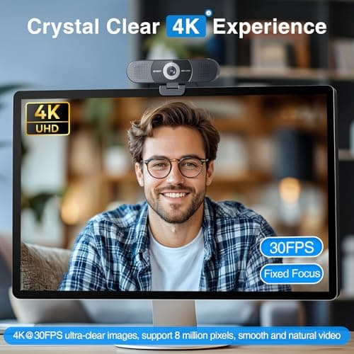 EMEET 3-in-1 4K Webcam with Microphone and Speaker, C980 PRO 60°-98° Wide Angle Webcam w/ 4 Noise Cancel Mics, 2 Speakers, Fixed Focus, Magnetic Privacy Cover, Great for Group and Personal Video Calls