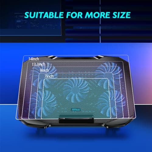 Laptop Cooling Pad Laptop Cooler Stand, Laptop Fan Cooling Pad for 12-15.6 Inch Laptop Notebooks, 5 Quiet Fans, 5 Angle Adjustable Laptop Cooling Stand (Black)