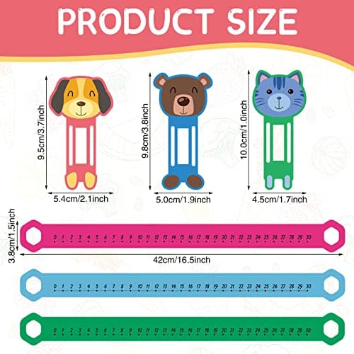 Eersida 24 Pcs Slide and Learn Number Lines 0 to 30 PVC Math Number Line for Student Animal Positive Integers Slide Rules Childhood Education Materials for School,16.5 x 1.5 Inch(Bright Colors)