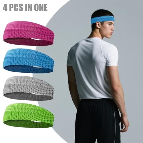 4 Pcs Cooling Headbands for Women Men Sport Sweatband for Running Yoga Cycling Hiking Workout