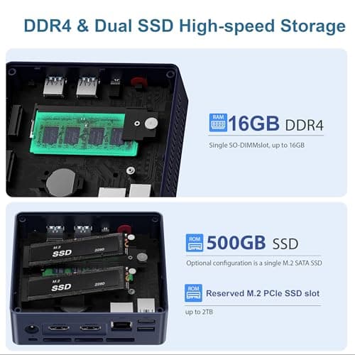 Beelink Mini PC, Mini S13 PRO Intel 13th N150(Up to 3.6GHz), 16GB DDR4 500GB SSD, Computer Support 4K Dual HDMI Display/WiFi6/BT5.2/USB3.2/WOL Home/Office