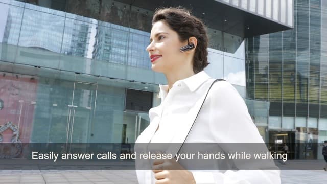 New bee Bluetooth Earpiece V5.0 Wireless Handsfree Headset with Microphone 24 Hrs Driving Headset 60 Days Standby Time for iPhone Android Samsung Laptop Trucker Driver (Black)