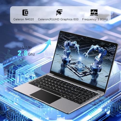 2025 14 Inch Laptop Computer Win 11 8GB+256GB SSD Up to 1TB SSD Expand Laptops N4020 Up to 2.8Ghz DDR4 1080p FHD Dual WiFi BT4.2 with Webcam Screen Projection Function for Business Student--Silver