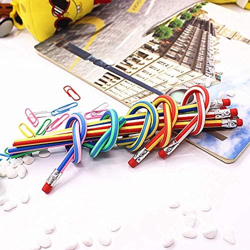 Flexible Bendy Pencil, 35 PCS Flexible Soft Pencil Colorful Stripe Soft Pencils with Eraser as Gift for Students or Children