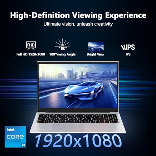 Laptop Gaming,with Backlit Keyboard-Core Laptop i3 (2C/4T, Up to 3.2GHz), 12GB DDR4 RAM+512GB NVMe SSD, 15.6" FHD IPS 180° Viewing Angle, WiFi 6 & Bluetooth - Aluminum Portable Laptop Computer