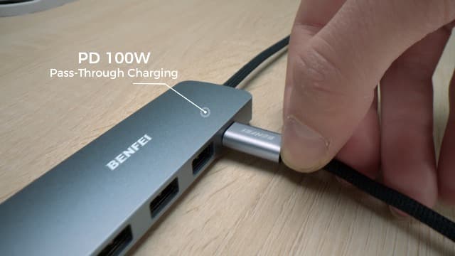 BENFEI USB C Hub 5-in-1 with 4K HDMI(Certified), 100W Power Delivery, 3 USB-A, Silicone Cable, Aluminum Case Compatible with MacBook Pro/Air, iPad Pro, iMac, iPhone 15 Pro/Pro Max, XPS, Thinkpad