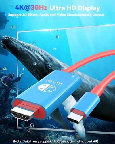 Portable Switch Dock 4K TV Adapter for Nintendo Switch/OLED USB C to HDMI Cable Travel Must Haves Docking Station Compatible with Switch Replacement for Bulky Original Dock (6FT)