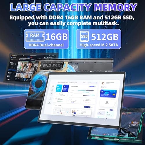 【Win 11 Pro/Office 2019】2-in-1 Convertible Laptop, 14" 2.2K Touchscreen, Detachable Magnetic Keyboard, 12th Gen Alder Lake-N95, 16GB DDR5 RAM, 512GB/1TB SSD, HD Camera, Cooling Fan, Type-C (512G SSD)