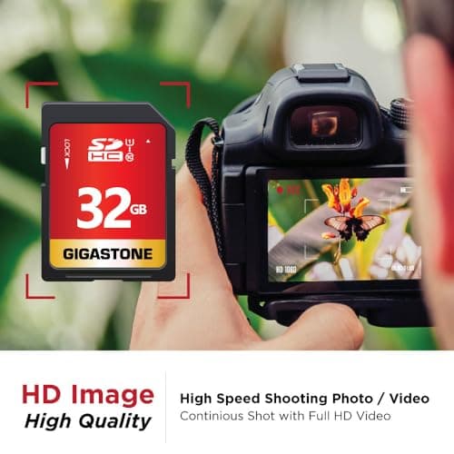 GIGASTONE 32GB 5-Pack SD Card UHS-I U1 Class 10 SDHC Memory Card High-Speed Full HD Video Compatible with Canon Nikon Sony Digital Camera, SPYPOINT TACTACAM WOSPORTS Trail Camera, with 5 Mini Cases