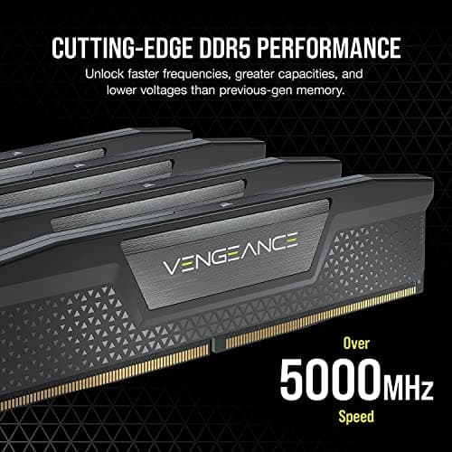 CORSAIR VENGEANCE DDR5 RAM 64GB (2x32GB) 5200MHz CL40-40-40-77 1.25V Intel XMP Desktop Computer Memory - Black (CMK64GX5M2B5200C40)