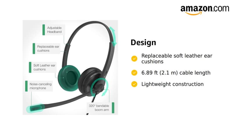 Yealink UH34 USB Headset with Mic,Stereo Wired Headphones with Noise Cancelling Microphone,Teams Certified,Professional Work Headphones for VoIP Phone PC Computer Call Center Office