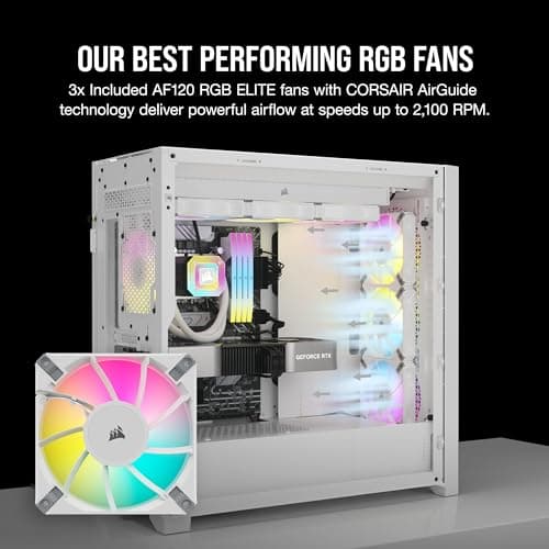 Corsair 5000D Airflow Mid-Tower Case - 3 RGB Fans - Lighting Controller - High-Airflow Design - RapidRoute Cable Management - True White