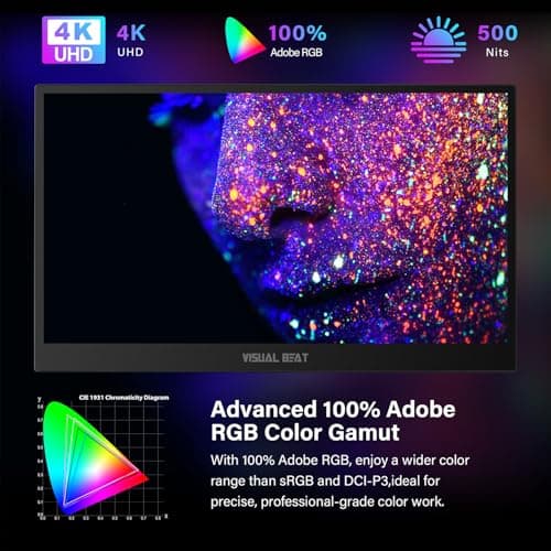 17.3'' 4K Portable Touchscreen Monitor, UHD 500Nits 100% AdobeRGB IPS HDR Travel Display, USB, Type-C & HDMI, Dual Speakers, VESA & Smart Cover - for Laptop PC Phone PS4/5 Xbox etc.