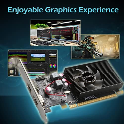 QTHREE Radeon HD 6570 Low Profile Graphics Card,Dual HDMI,1GB,GDDR3,64-Bits,Desktop Video Card for PC Gaming,PCI-Express X16,Computer GPU
