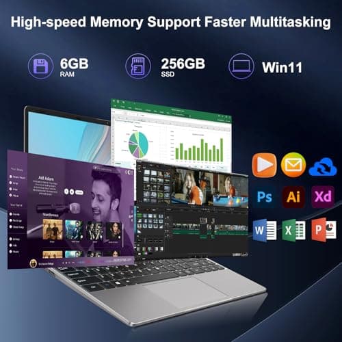 2025 Laptop Computer 14 Inch Win 11 256GB SSD Up to 1TB SSD Expand Laptops Celeron N4020 Up to 2.8Ghz 1920x1080 FHD Dual WiFi BT4.2 with Webcam Keyboard Protect Flim for Business Student-Gray