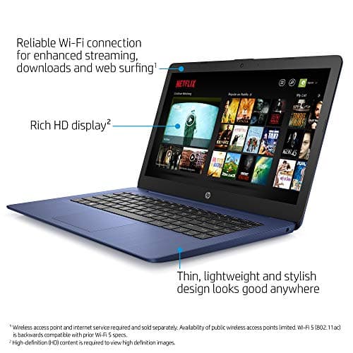 HP Stream 14-inch Laptop, Intel Celeron N4000, 4 GB RAM, 64 GB eMMC, Windows 10 Home in S Mode With Office 365 Personal For 1 Year (14-cb185nr, Royal Blue)