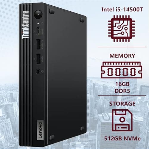 Lenovo ThinkCentre Tiny M70q Gen 5 Intel 14-Core i5-14500T (Beat i7-13700T), 16GB DDR5 RAM, 512GB NVMe, WiFi 6E, Bluetooth, RJ-45, DP Port, HDMI, W11P, Business Desktop