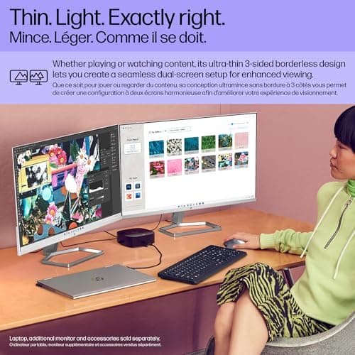 HP Series 5 27 inch FHD Monitor, Full HD Display (1920 x 1080), IPS Panel, 99% sRGB, 1500:1 Contrast Ratio, 300 nits, Eye Ease with Eyesafe Certification, 527sw (2024)