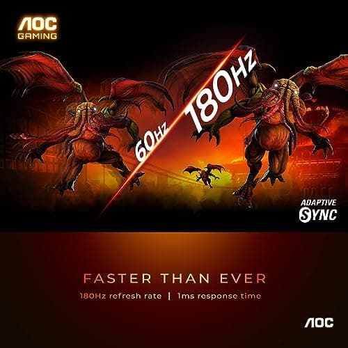 AOC Q27G3XMN 27" 2K QHD Gaming Monitor, 2560x1440, Mini LED, 180Hz, HDMI 2.0 x 1, DisplayPort 1.4 x1, Adaptive Sync, Xbox/PS5/Switch Ready, 3-Year Zero-Bright-dot