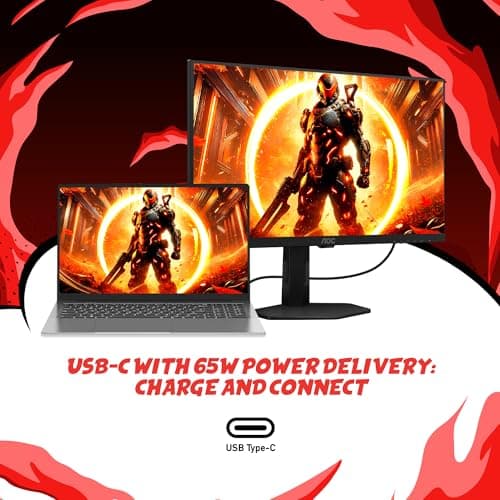 AOC Gaming Q27G4XY 27" Smart Gaming Monitor - QHD 2560x1440, 180Hz, VA Panel, Google Smart OS, USB-C 65W PD, AMD FreeSync, G-SYNC Compatible, Built in Speakers