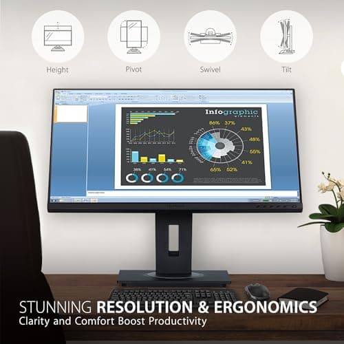 ViewSonic VG2448A 24 Inch IPS 1080p Ergonomic Monitor with Ultra-Thin Bezels, HDMI, DisplayPort, USB, VGA, and 40 Degree Tilt for Home and Office