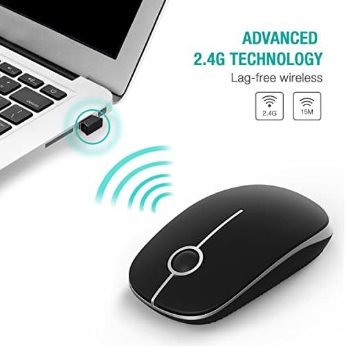Vssoplor Wireless Mouse, 2.4G Slim Portable Computer Mouse with Nano Receiver Quiet Silent Optical Laptop Mouse for Notebook, PC, Laptop, Computer-Black and Silver