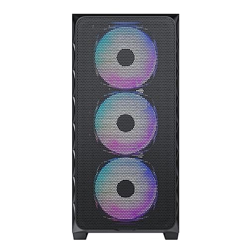 Montech AIR 903 MAX, E-ATX Mid Tower Case, High Airflow, 3X 140mm ARGB PWM & 1x 140mm PWM Fans Pre-Installed, Tempered Glass Side Panel, Mesh Front, Type-C, Support 4090 GPUs, Black