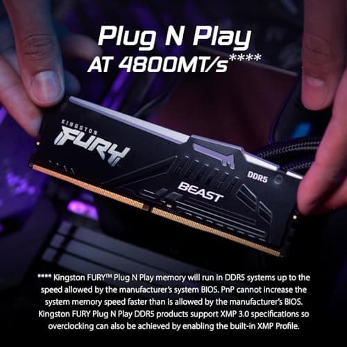 Kingston Fury Beast RGB 64GB (2x32GB) 6000MT/s DDR5 CL30 Desktop Memory | AMD Expo | Plug N Play | Kit of 2 | KF560C30BBEAK2-64