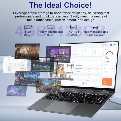 jumper 2 in 1 Laptop, 16 inch Convertible Laptop Computer with IPS FHD 360 Degree Touchscreen, 128GB Storage, 4GB RAM, Fingerprint Reader, Backlit Keyboard, Celeron N5095, 53.2WH, WiFi 6