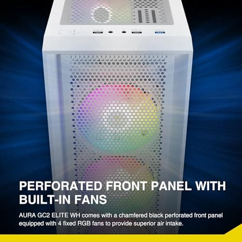 GAMDIAS White ATX Mid Tower Gaming Computer PC Case with Side Tempered Glass, Preinstalled 4X 120mm ARGB Fans, Support Up to 6X 120mm Fans, 360mm AIO/Radiator, 340mm GPU/VGA, 160mm CPU Air Cooler