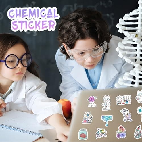 100Pcs Glow in The Dark Funny Natural Science Lab Stickers for Water Bottle, Physics Chemistry Biology Lab Vinyl Laptop Decals, Adults Teachers Students Waterproof Phone Case Skateboard Luggage Decor
