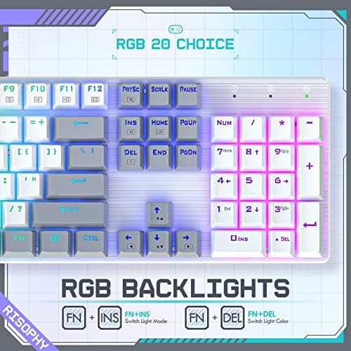 Wireless Mechanical Keyboard, Triple Mode 2.4G/USB-C/Bluetooth Gaming Keyboard, 104 Keys Programmable, Customize RGB Backlit, Red Switch, Bicolor PBT Keycaps, Rechargeable Wired Keyboard for Laptop PC