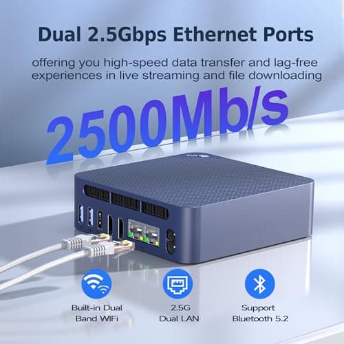 Beelink EQ14 Mini PC, Intel Twin Lake N150(Up to 3.6GHz) 16GB DDR4 500GB NVMe SSD, 2.5G Dual LAN Mini Computer Supports WiFi6, BT5.2, USB3.2, 4K@60Hz Dual HDMI Display, Home-Server/Network Firewall