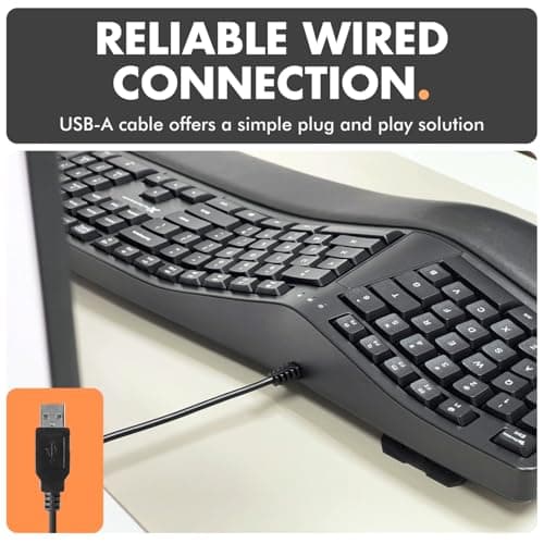 X9 Wired Ergonomic Keyboard with Cushioned Wrist Rest - Type Comfortably Longer - USB Wired Split Keyboard for Laptop, PC & Chrome Computer with 110 Ergo Keys & 5ft Cable