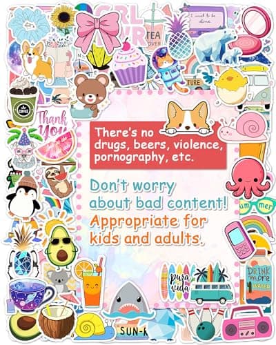 300 Pcs Stickers for Kids, Cute Water Bottle Vinyl Waterproof Laptop Stickers for Students Gifts School Supplies Classroom Teacher Prizes Sticker Pack for Kids Girls Teens