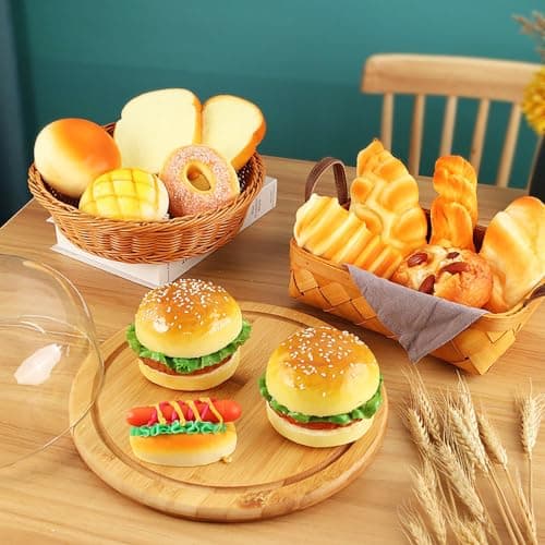 5 Pcs Simulation Artificial Bread Fake Bread Realistic Food Model for Kitchen Home Party Halloween Decoration (Toast)